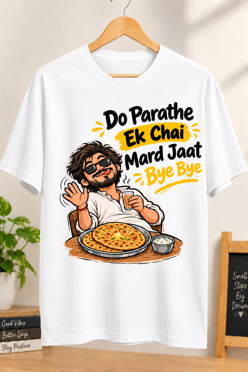 Do Parathe Ek Chai – Funny Desi Graphic T-Shirt